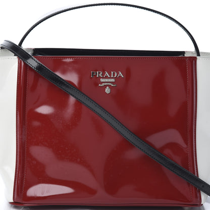 Prada Vernice Tri-Color Tote White Red Black 8 of 11