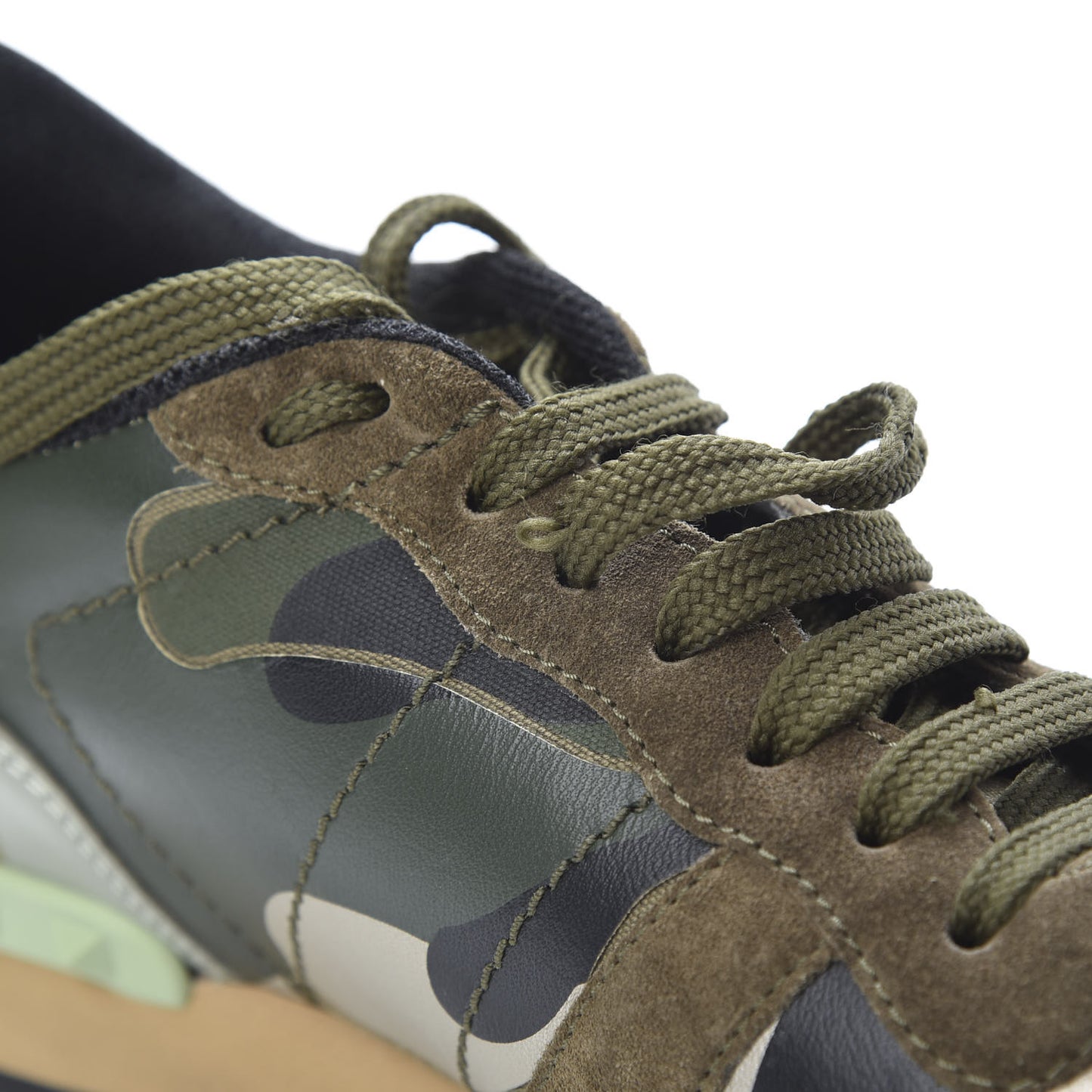 Nappa Suede Camouflage Embroidered Mens Rockrunner Sneakers 42 Khaki Multicolor