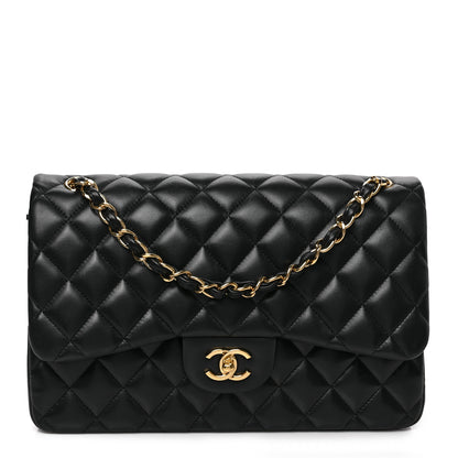 Chanel Lambskin Quilted Jumbo Double Flap Black 1 of 8
