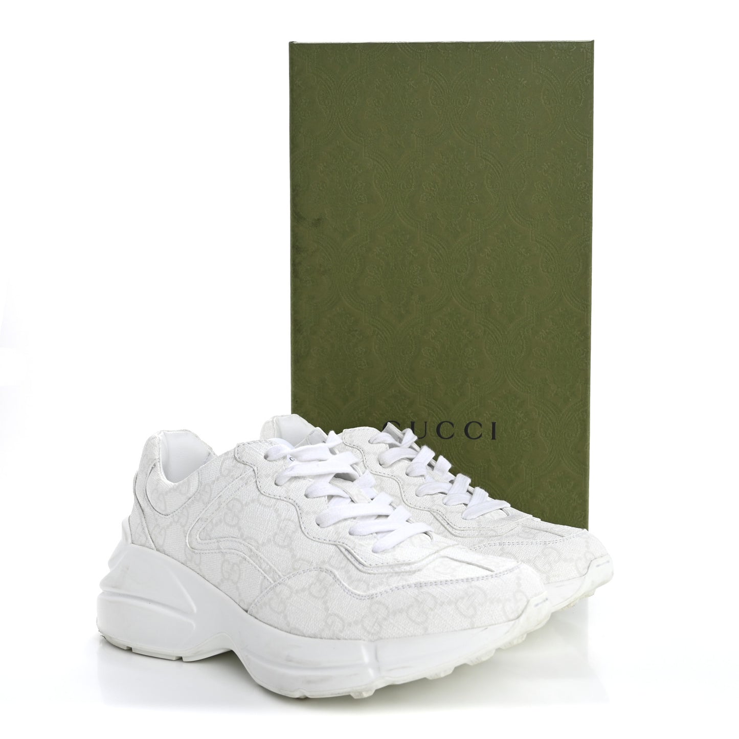 GG Supreme Monogram Womens Rhyton Sneakers 37 White