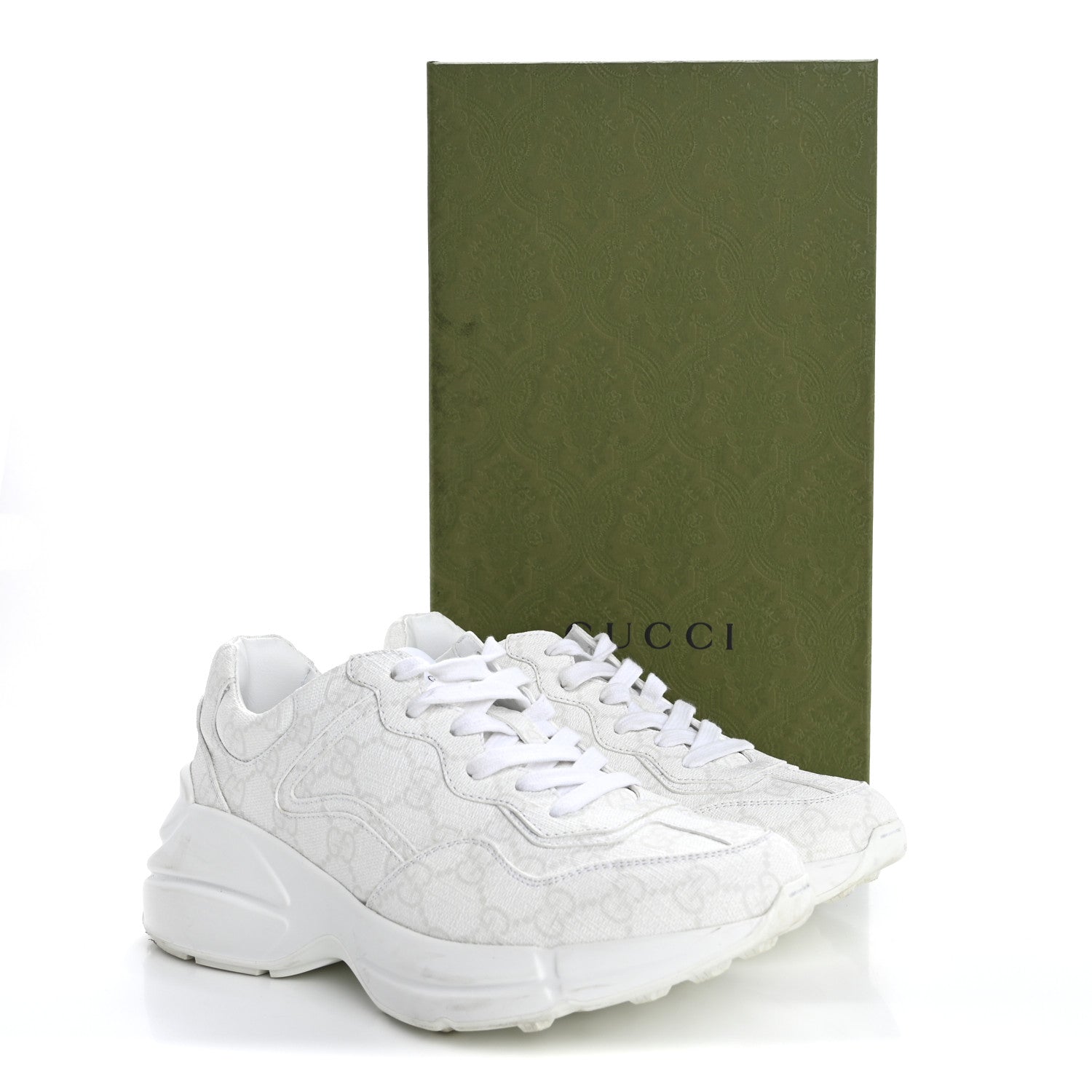 Gucci GG Supreme Monogram Womens Rhyton Sneakers 37 White 16 of 16