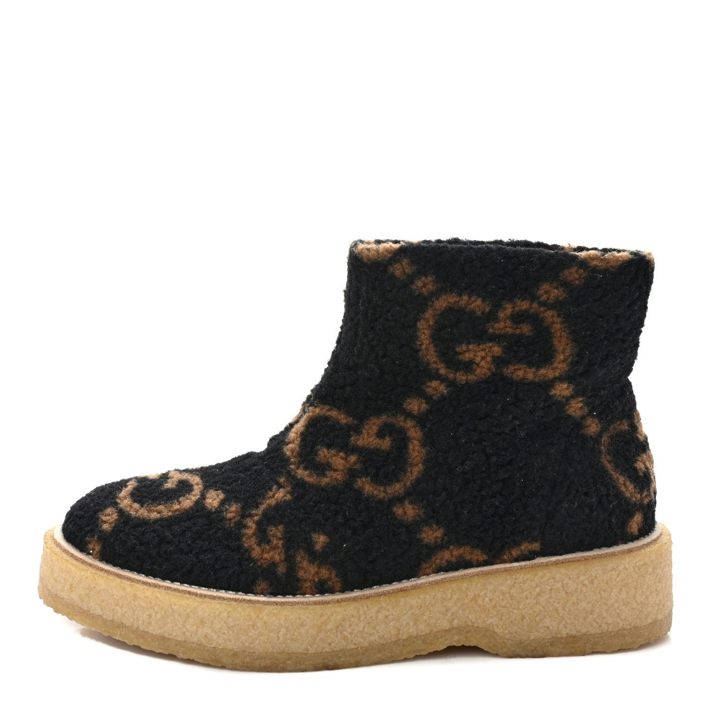 Faux Shearling Hooper GG Womens Ankle Boots 40 Black Natural Tan