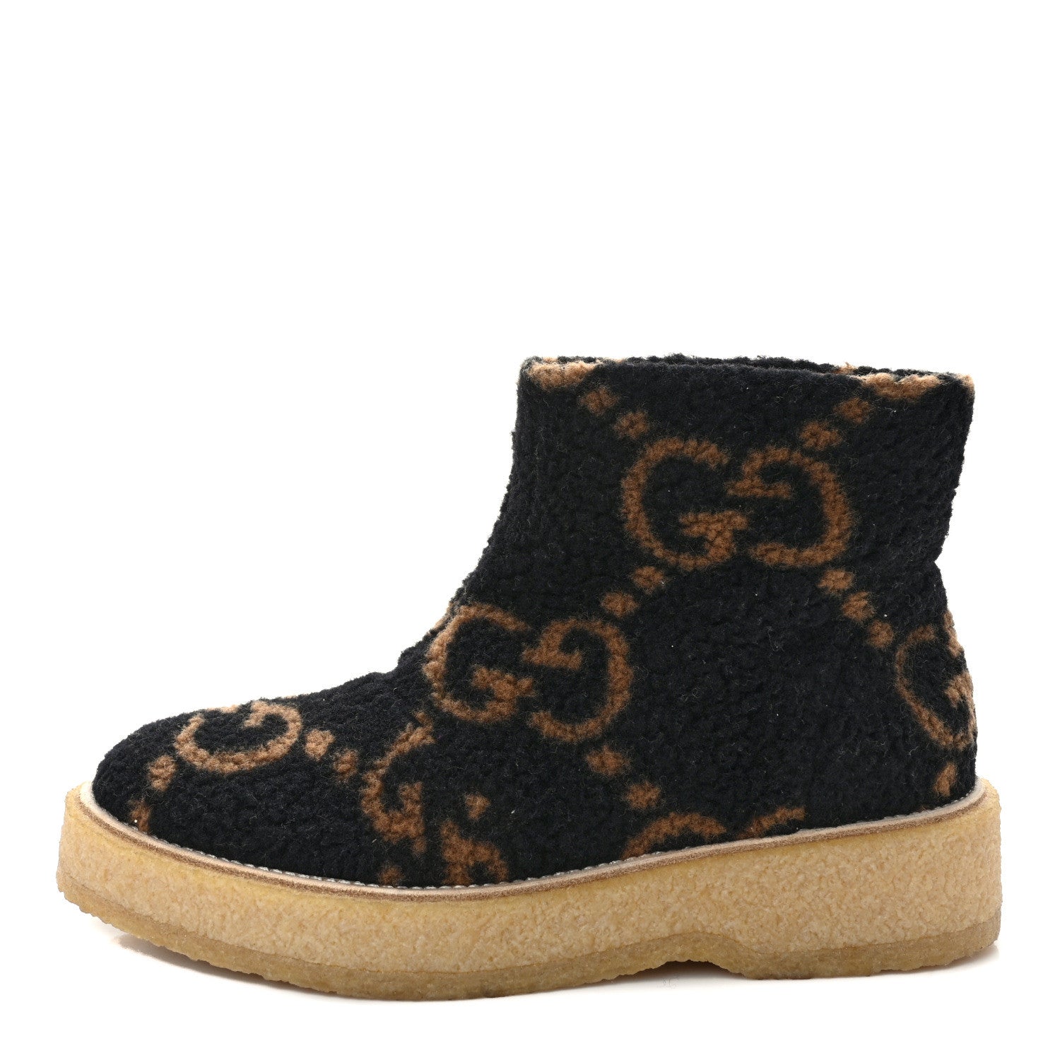Gucci Faux Shearling Hooper GG Womens Ankle Boots 40 Black Natural Tan 1 of 7