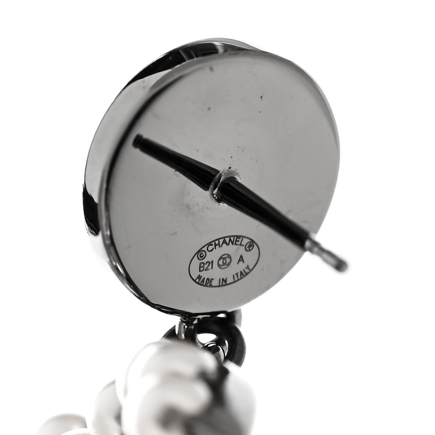 Chanel Pearl Crystal CC Drop Earrings Silver 4 of 5