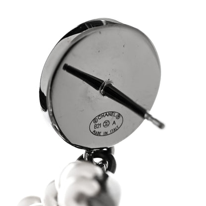 Chanel Pearl Crystal CC Drop Earrings Silver 4 of 5