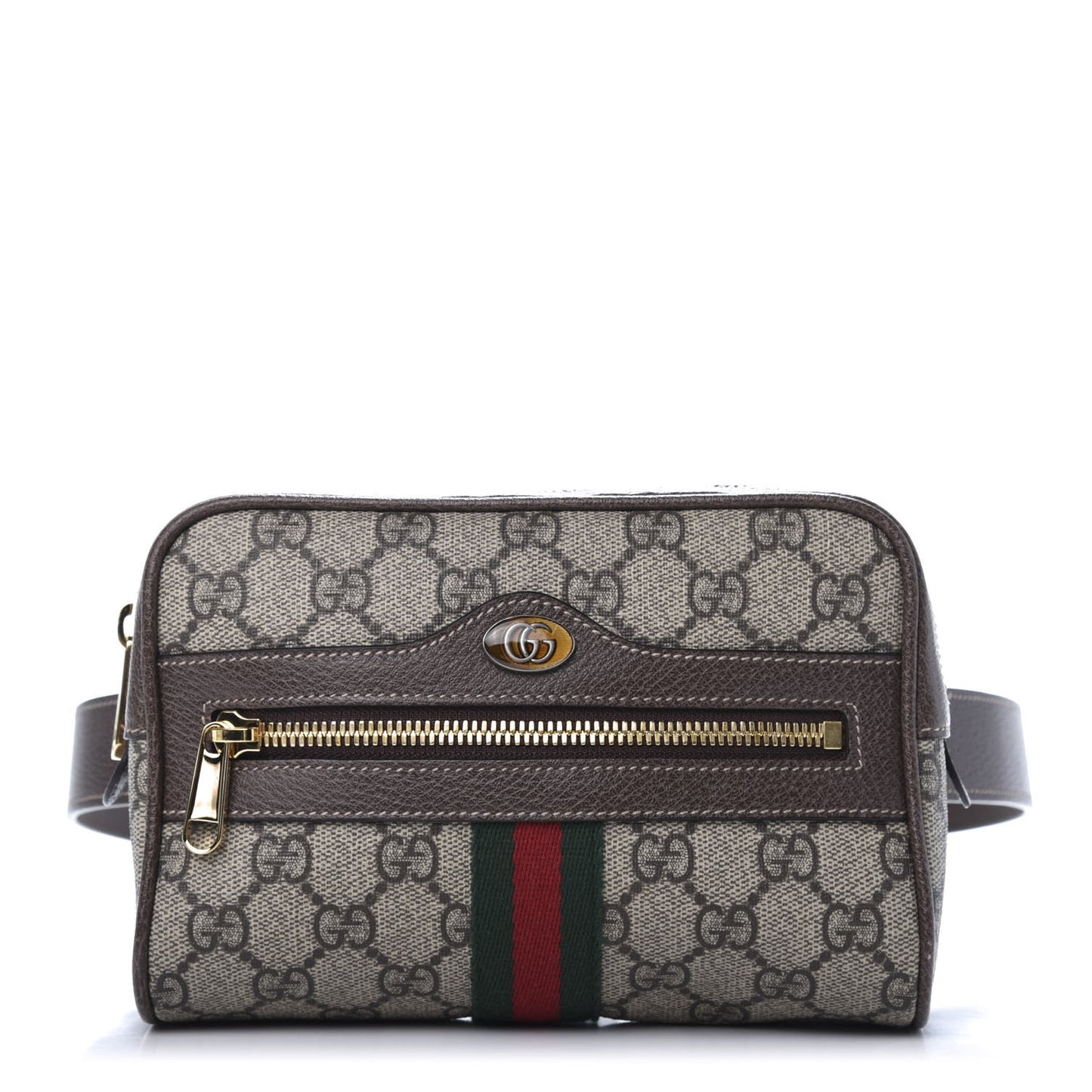 GG Supreme Monogram Web Small Ophidia Belt Bag 85 34 Dark Brown