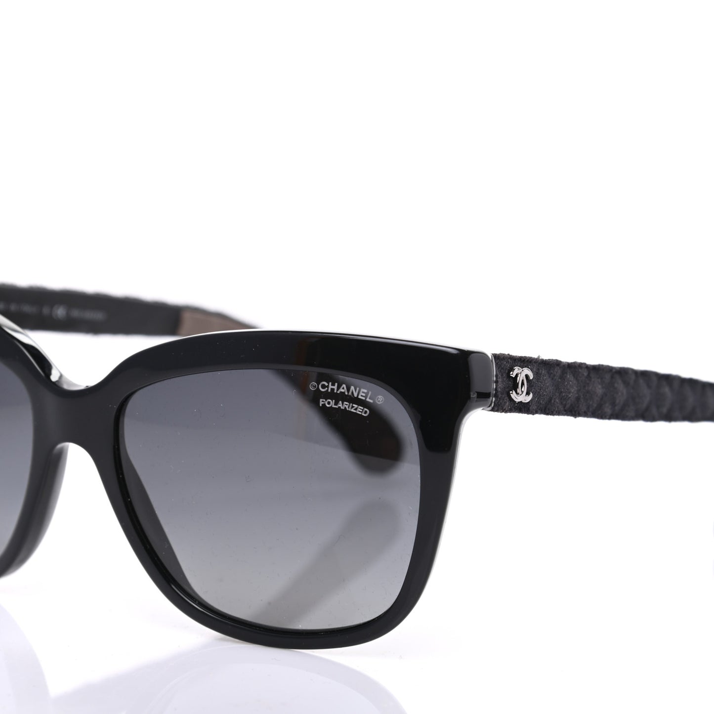 Acetate Denim Quilted Polarized CC Sunglasses 5343-Q Black