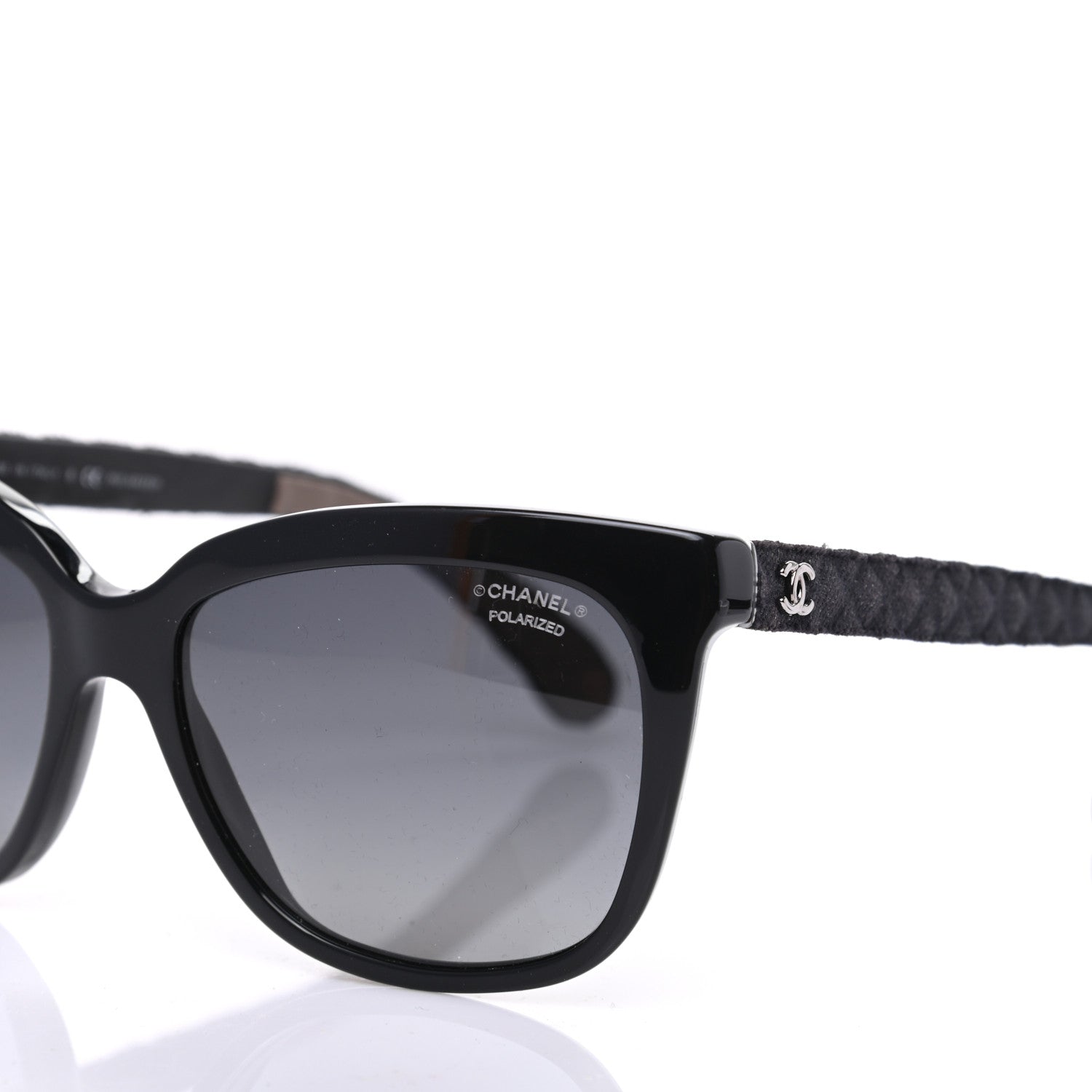 Chanel Acetate Denim Quilted Polarized CC Sunglasses 5343-Q Black 7 of 8