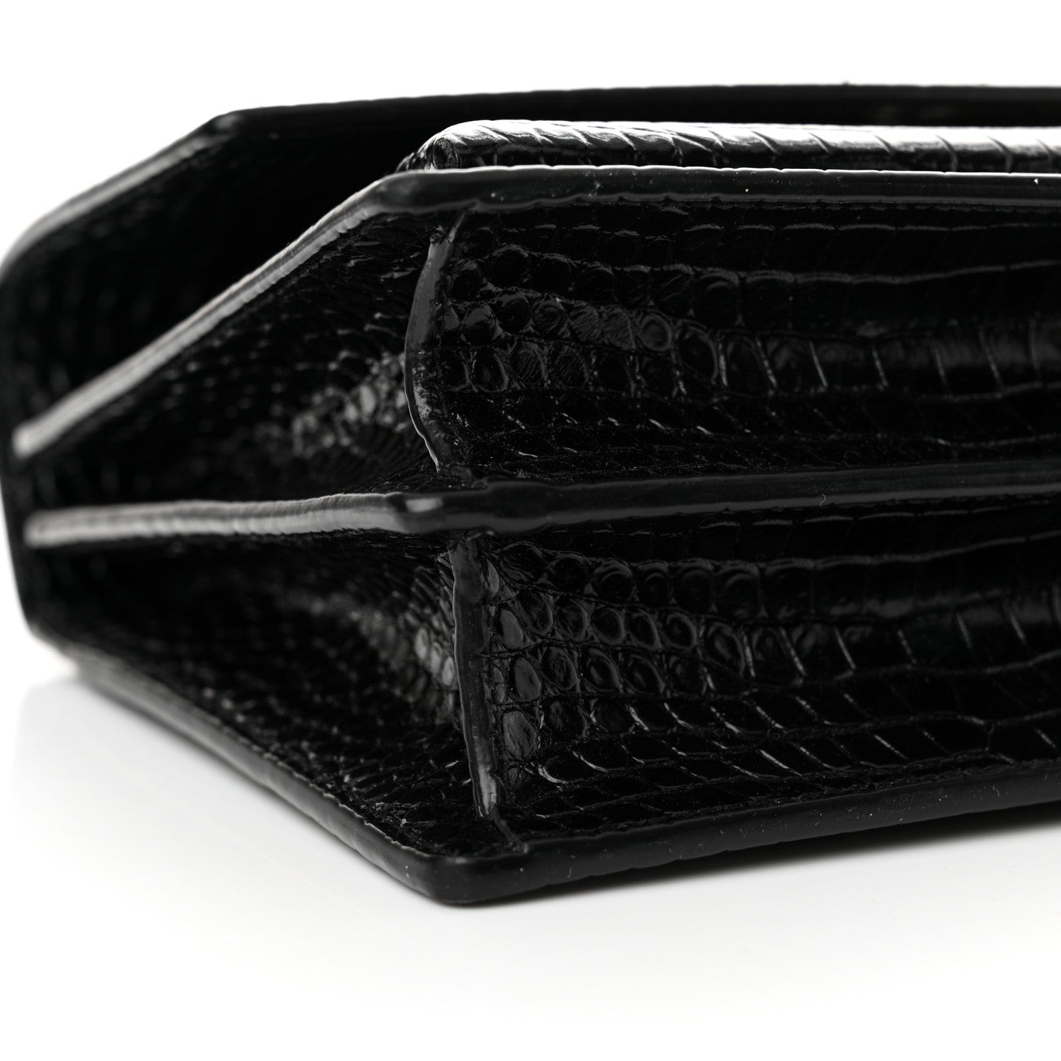 Saint Laurent Calfskin Crocodile Embossed Medium Monogram Sunset Black 9 of 12