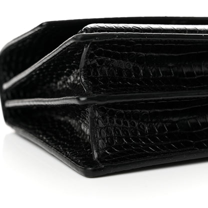 Saint Laurent Calfskin Crocodile Embossed Medium Monogram Sunset Black 9 of 12