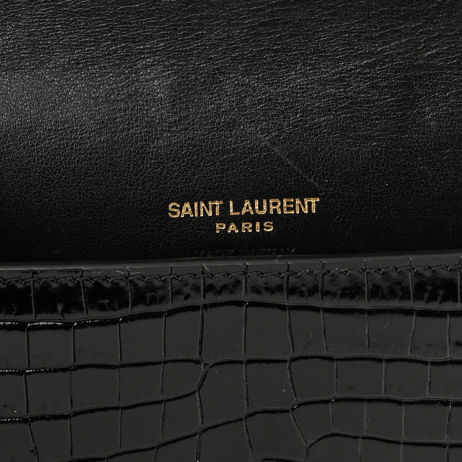 Saint Laurent Crocodile Embossed Monogram Phone Holder Crossbody Black 6 of 10