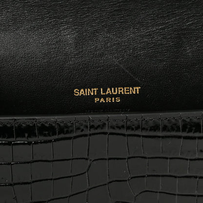 Saint Laurent Crocodile Embossed Monogram Phone Holder Crossbody Black 6 of 10