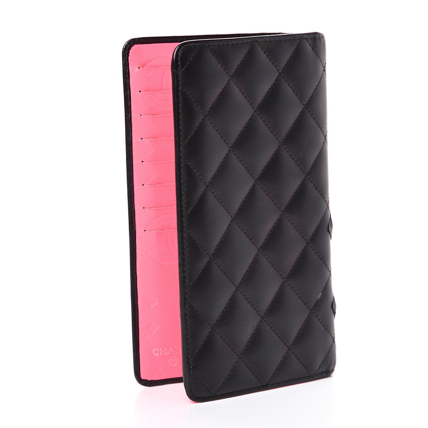 Calfskin Quilted Cambon Yen Wallet Black