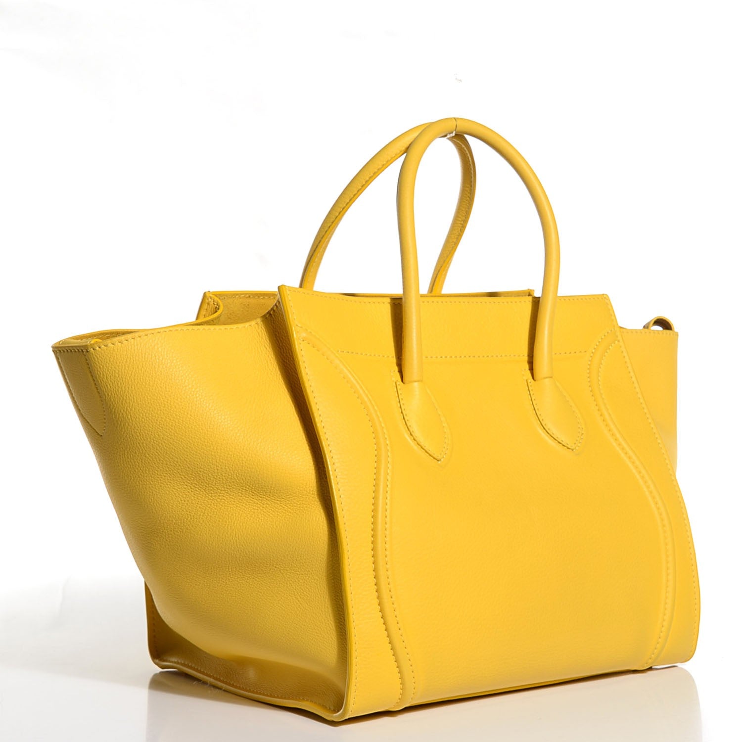 Celine Supple Calfskin Medium Phantom Luggage Sun Yellow 3 of 9
