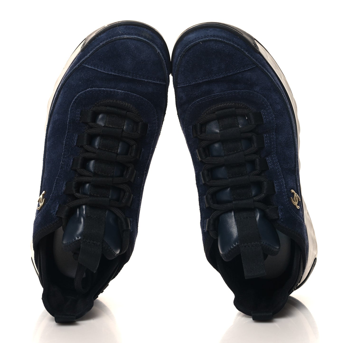 Suede Calfskin CC Sneakers 39 Navy
