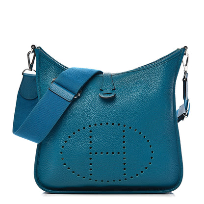Hermes Taurillon Clemence Evelyne III PM Bleu Izmir 1 of 11