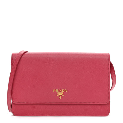Prada Saffiano Metal Mini Crossbody Wallet Peonia 1 of 11