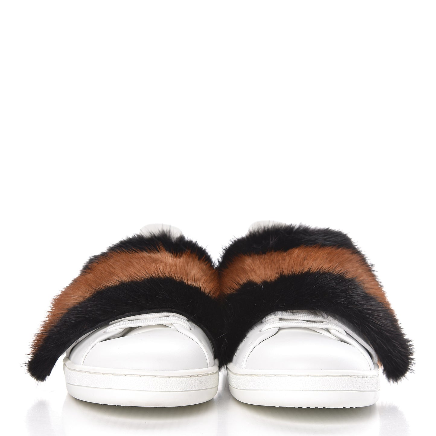 Calfskin Mink Fur Frontrow Sneakers 39 White