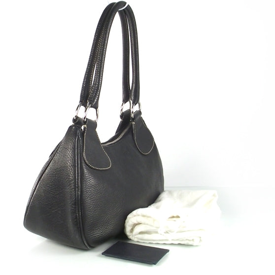 Vitello Daino Shoulder Bag Black