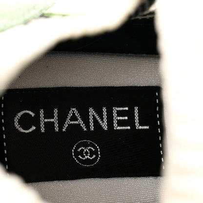 Chanel Knit Suede Fabric Womens CC Sneakers Green Dark 38.5 Green Dark Green White Black 6 of 7