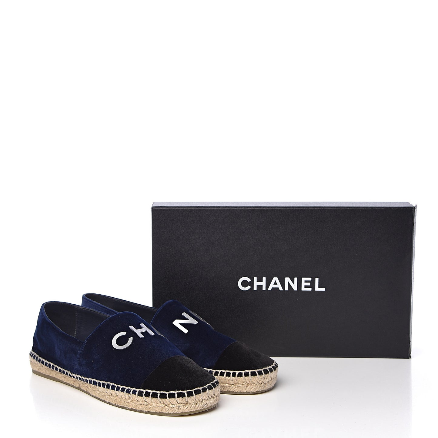 Velvet Logo Espadrilles 38 Navy Black