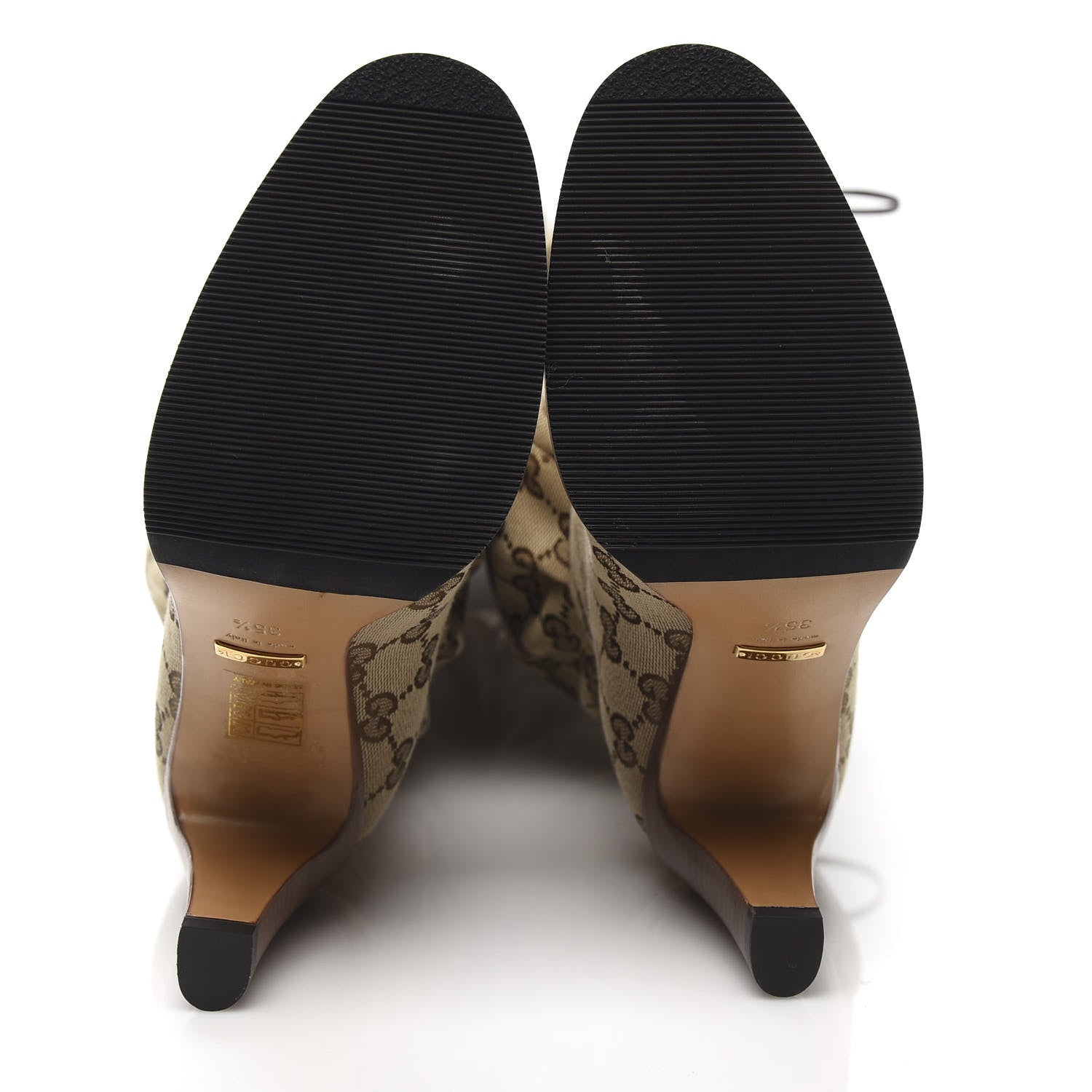 Gucci Monogram Over The Knee Boots 35.5 Beige Ebony 5 of 7