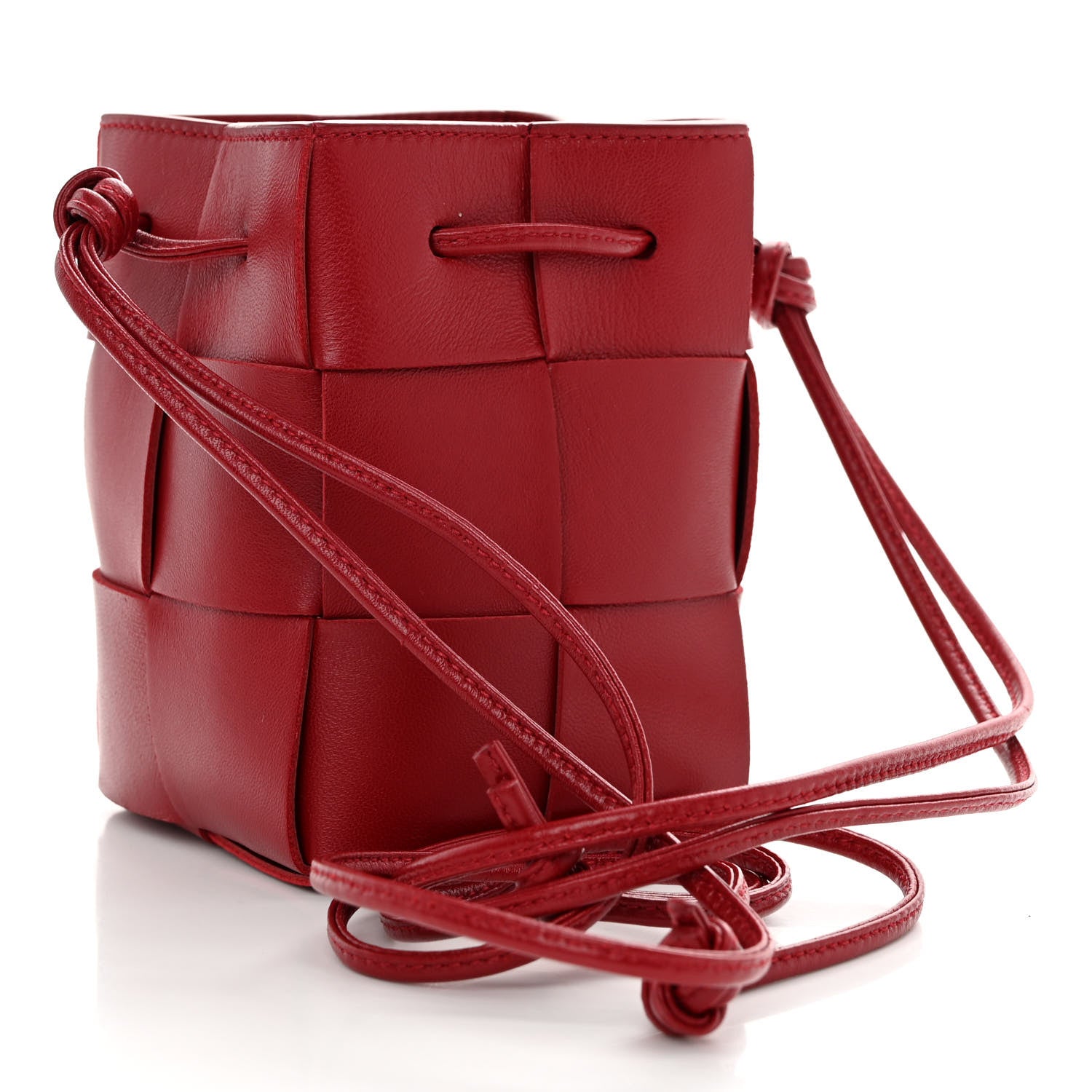 Bottega Veneta Nappa Maxi Intrecciato Mini Cassette Bucket Bag Dark Red 3 of 9