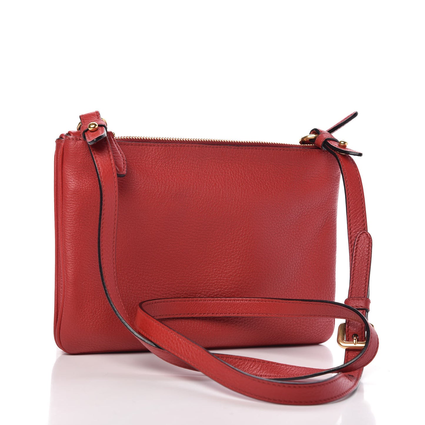 Vitello Phenix Double Zip Crossbody Bag Scarlatto