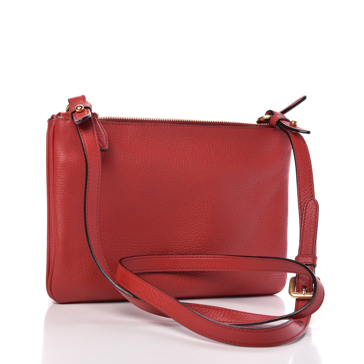 Prada Vitello Phenix Double Zip Crossbody Bag Scarlatto 3 of 13