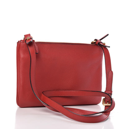 Prada Vitello Phenix Double Zip Crossbody Bag Scarlatto 3 of 13