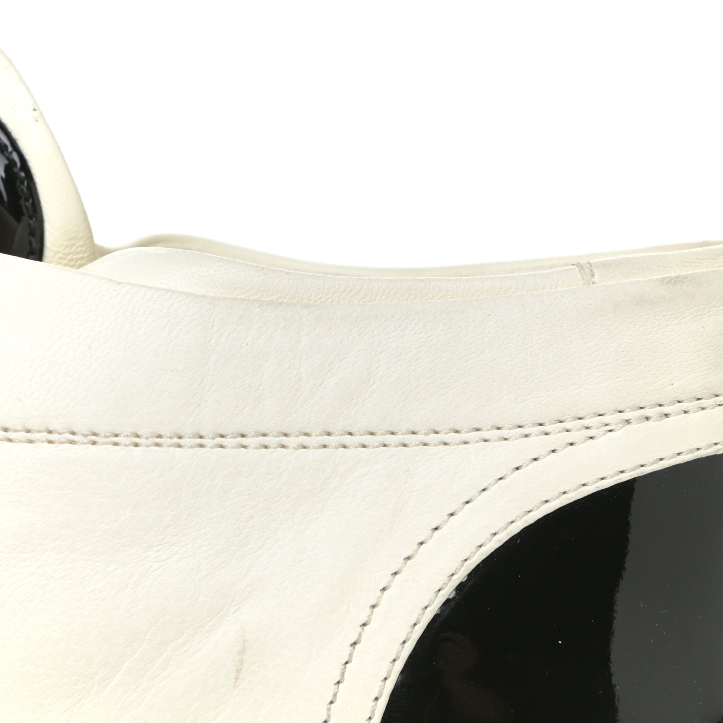 Lambskin Patent Cap Toe CC Sneakers 39 White Black