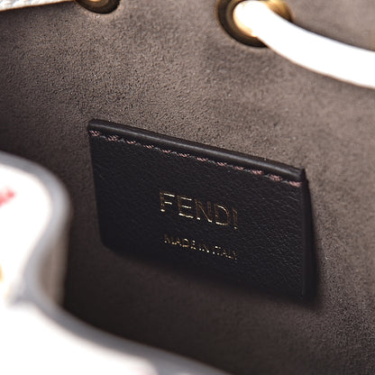Fendi X FILA Calfskin F is Fendi Mania Fringe Mini Mon Tresor Bucket Bag White 6 of 11