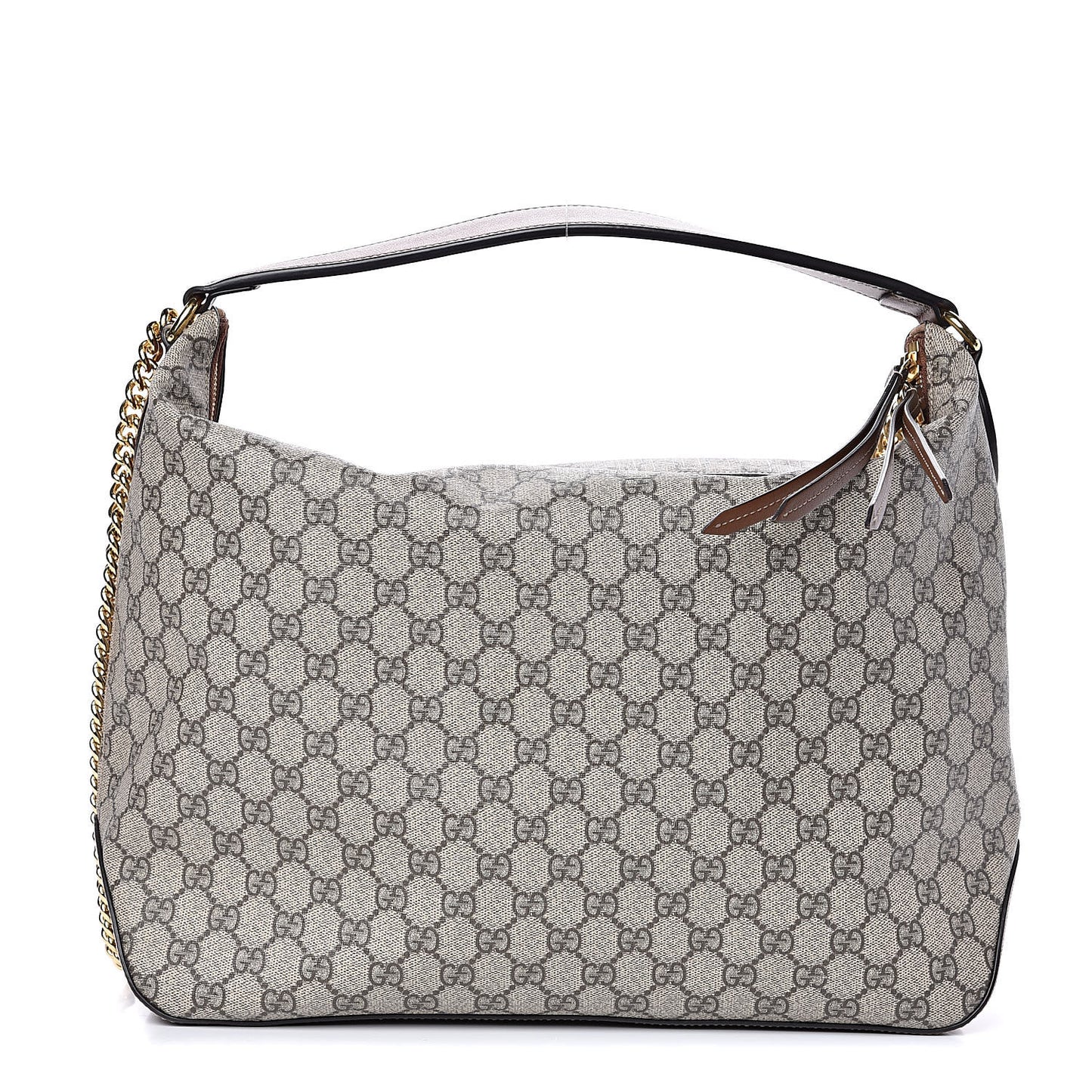 GG Supreme Monogram Large Linea A Hobo Light Brown