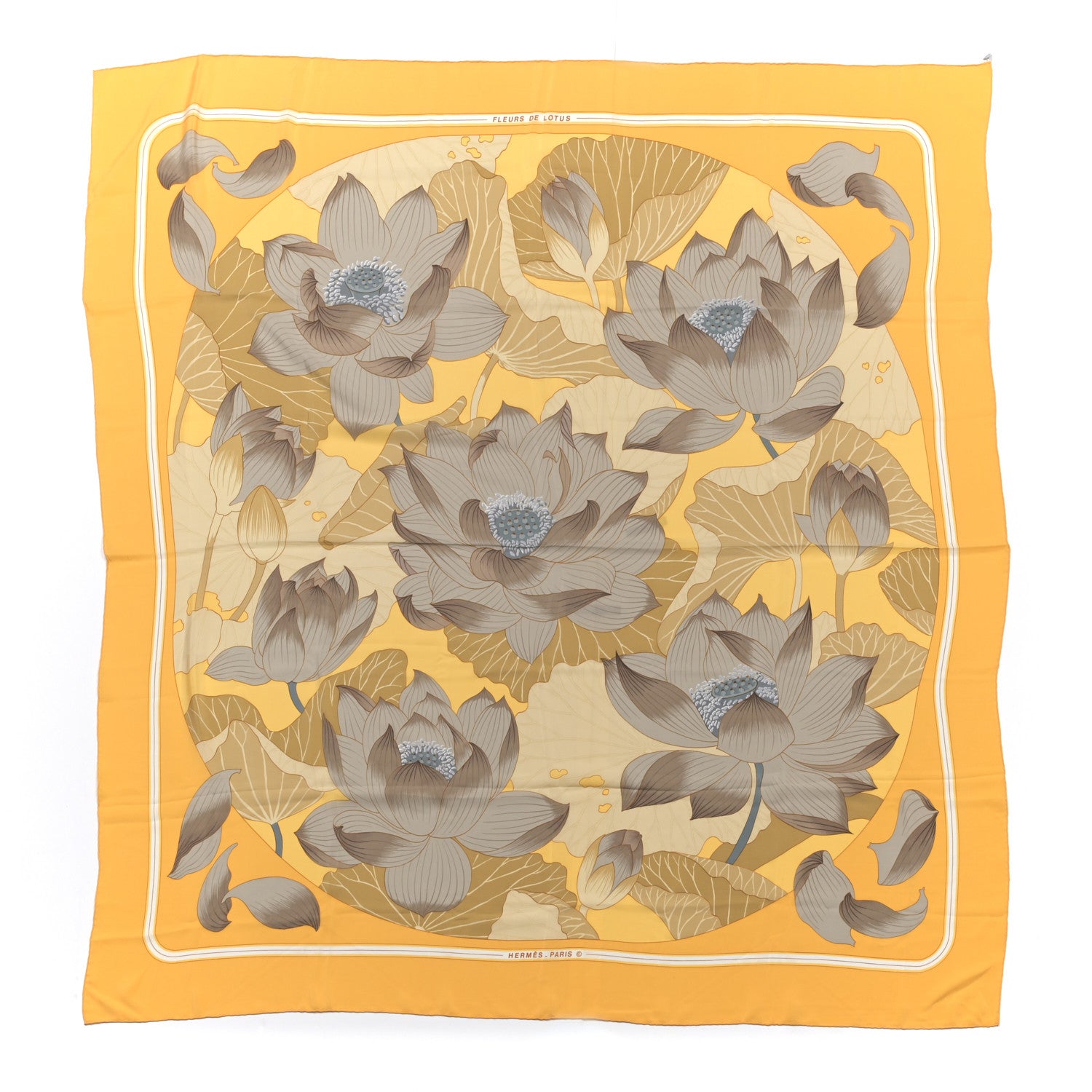 Hermes Silk Fleurs de Lotus Scarf 140 1 of 5
