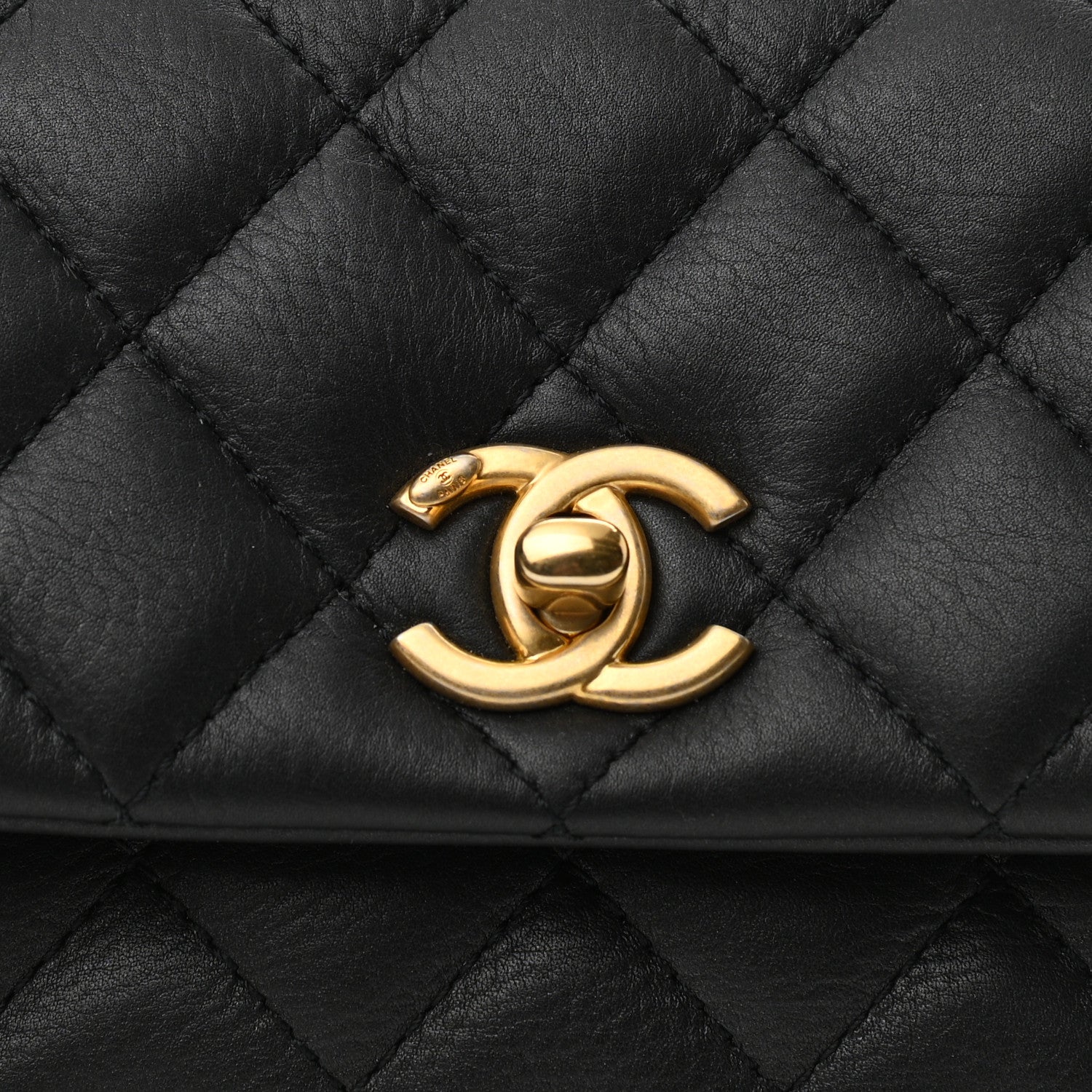 Chanel Calfskin Quilted Top Handle Flap Black 8 of 11
