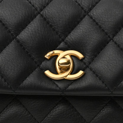 Chanel Calfskin Quilted Top Handle Flap Black 8 of 11