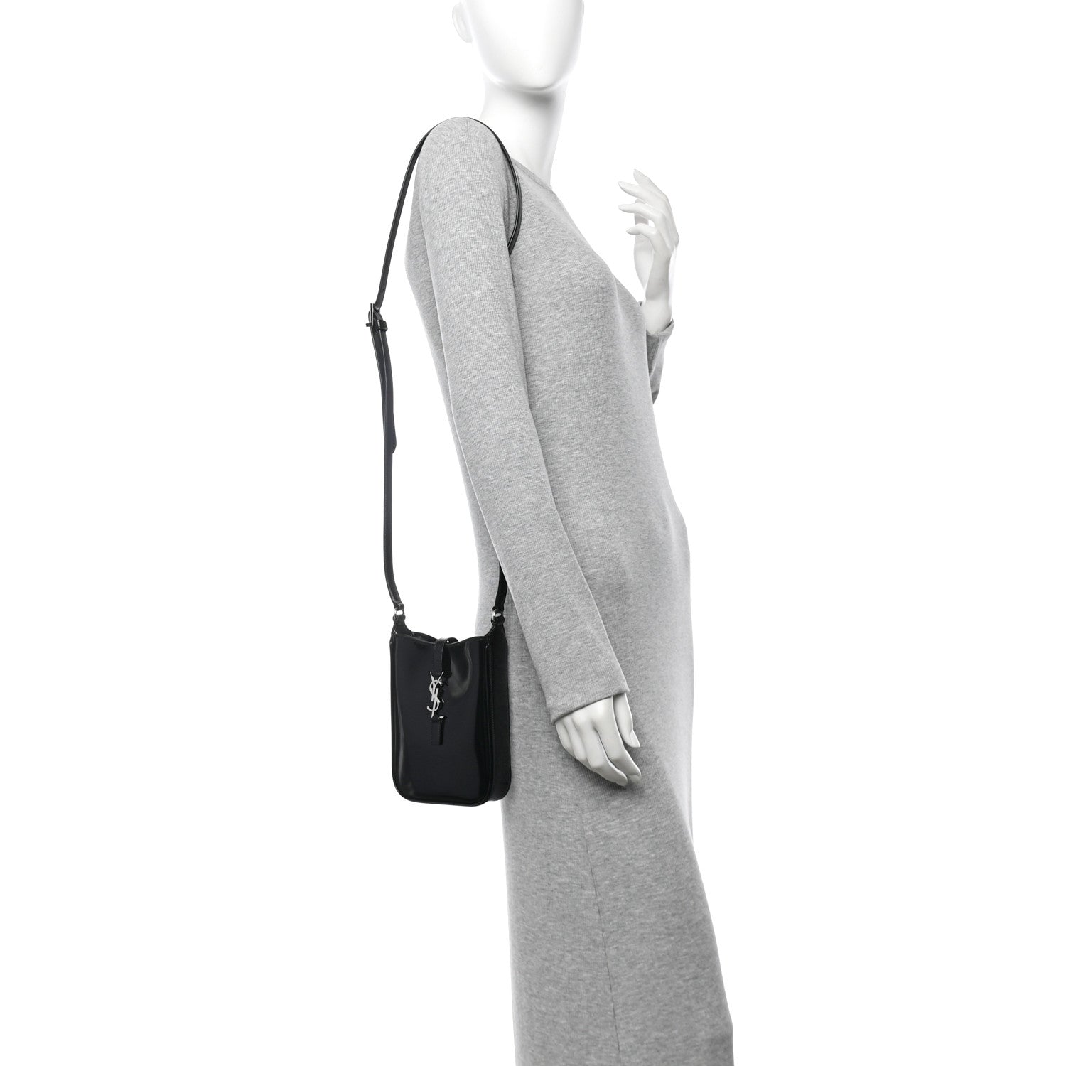 Saint Laurent Patent Calfskin Mini Le 5 A 7 Vertical Hobo Black 2 of 10