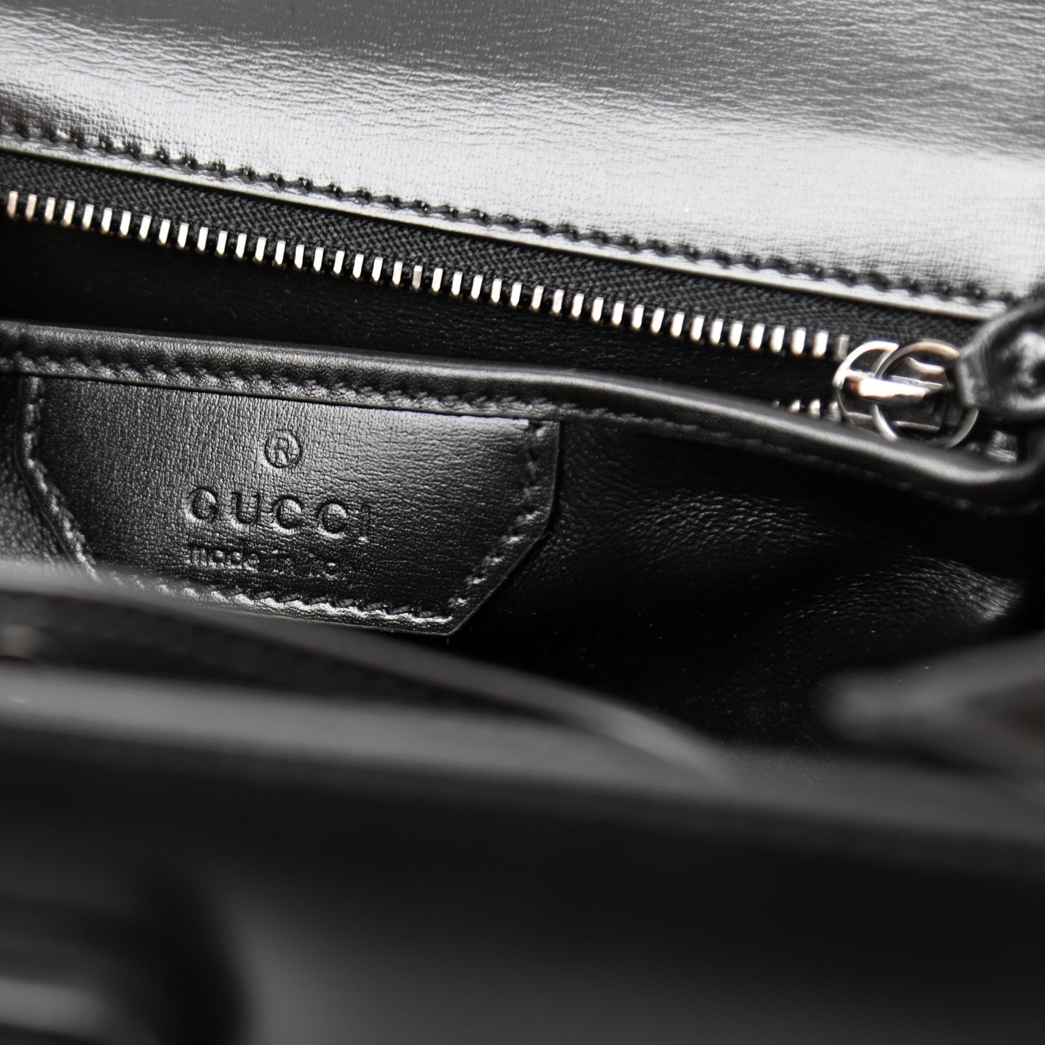 Gucci Boarded Dyana Lux Calfskin Web Monochrome Small Bamboo 1947 Top Handle Bag Black 7 of 8