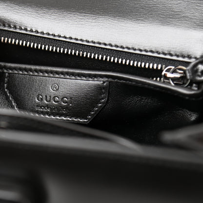 Gucci Boarded Dyana Lux Calfskin Web Monochrome Small Bamboo 1947 Top Handle Bag Black 7 of 8