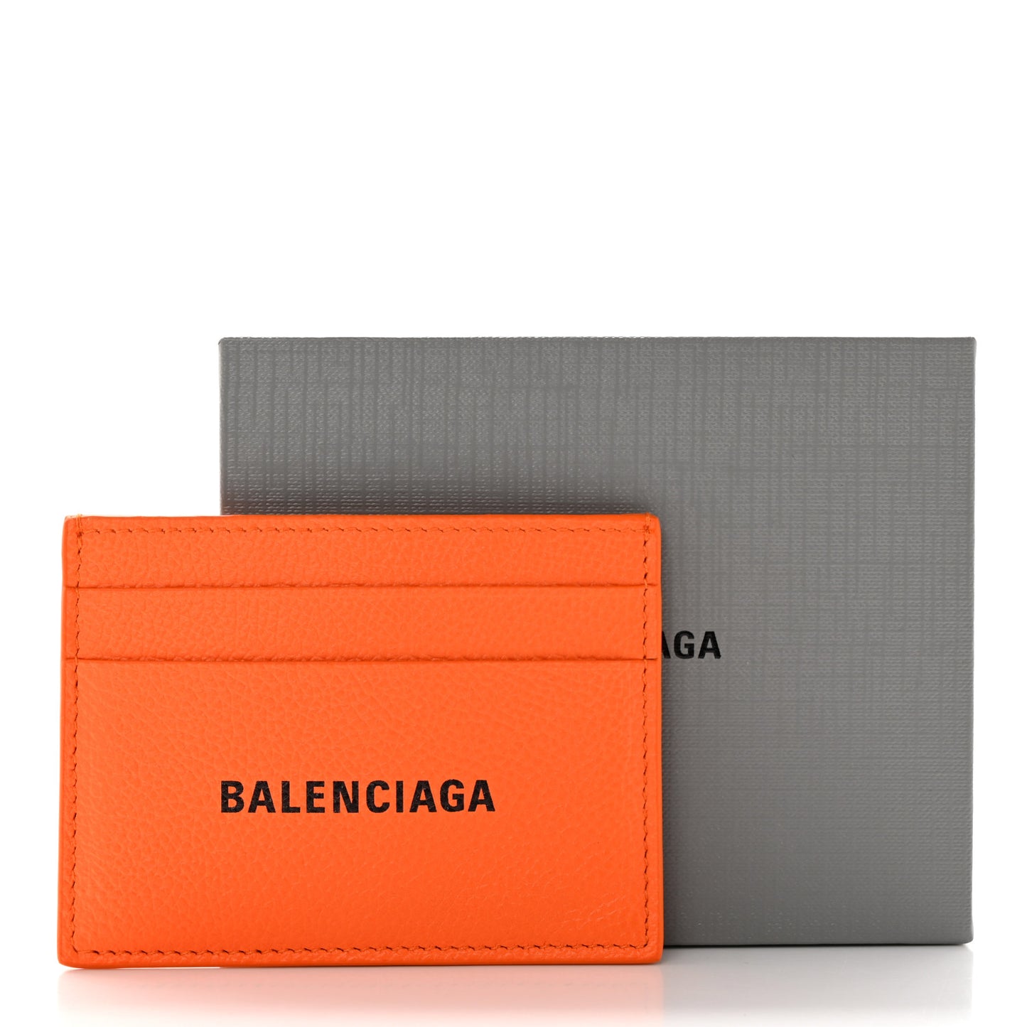 Grained Calfskin Logo Cash Card Holder Pop Orange Black