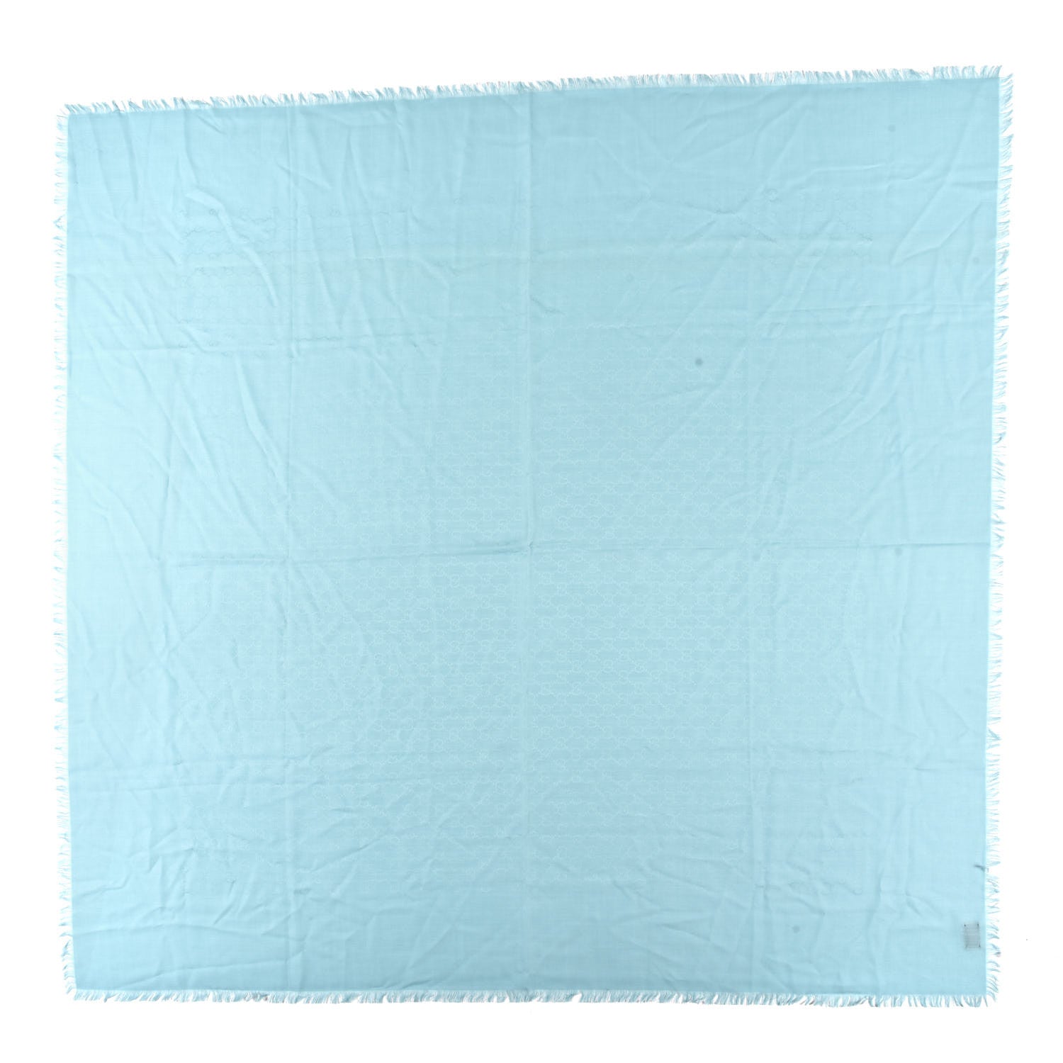 Gucci Wool Silk GG Monogram GGLight Fringe Shawl Light Blue 2 of 7