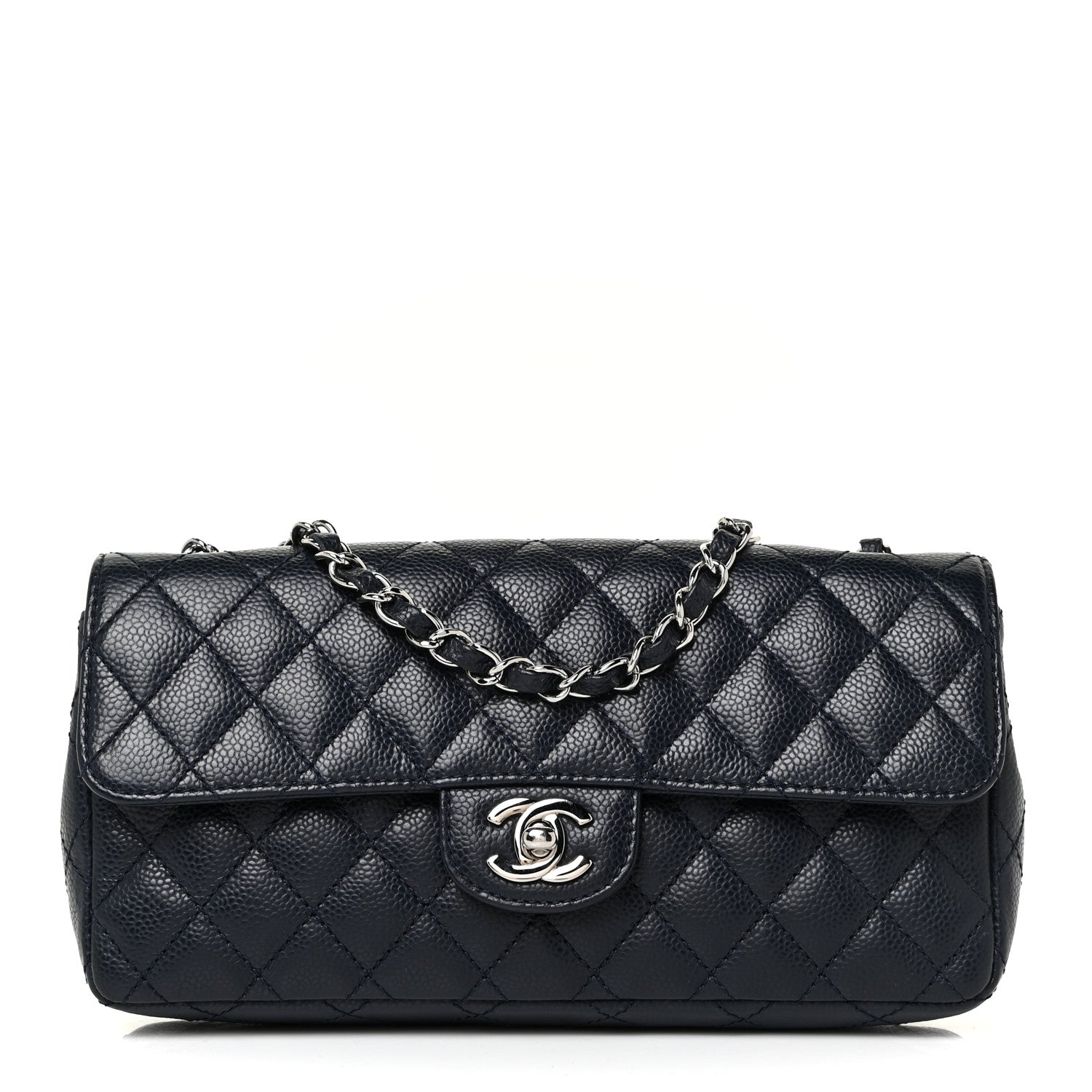 Chanel Caviar Quilted East West Flap Navy 1 of 11