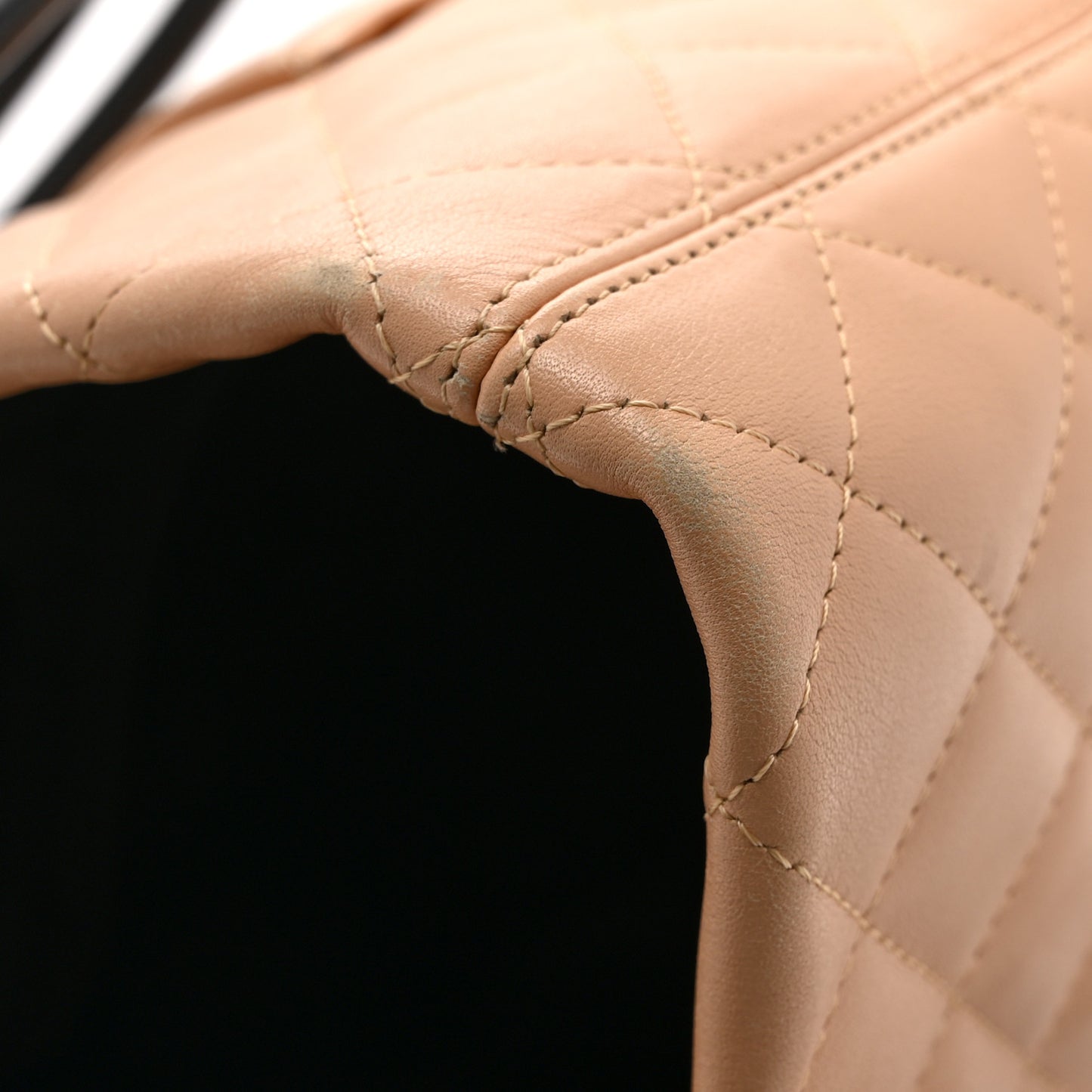 Calfskin Quilted Medium Cambon Tote Beige Black