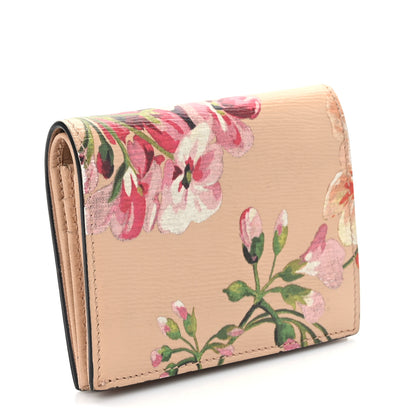 Gucci Shangai Calfskin Blooms Print Card Case Wallet Pink Apricot Multicolor 3 of 7