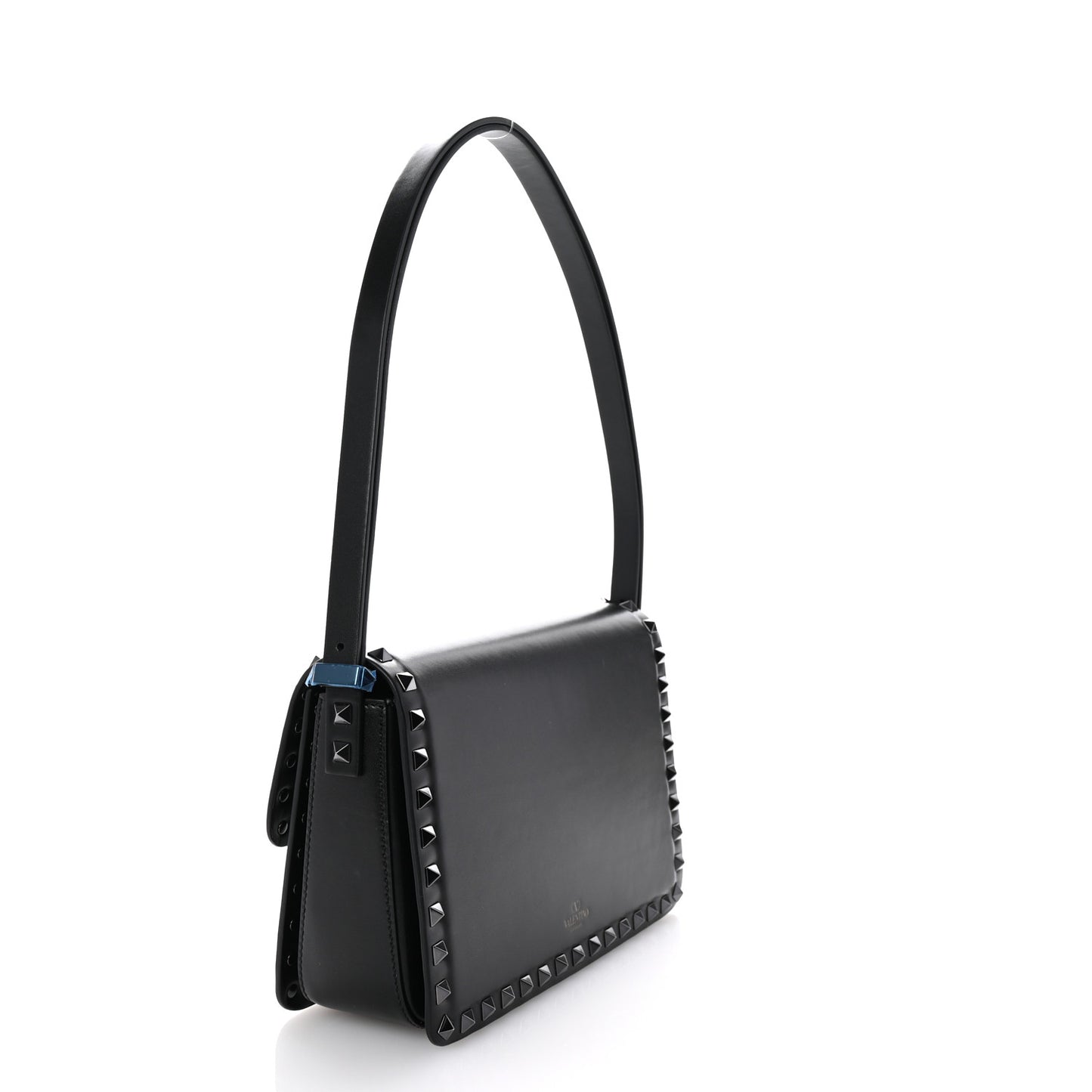 Smooth Calfskin Enamel Tonal Rockstud23 Shoulder Bag Black