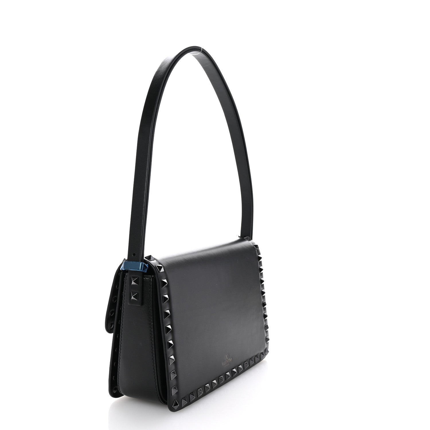 Valentino Garavani Smooth Calfskin Enamel Tonal Rockstud23 Shoulder Bag Black 3 of 9