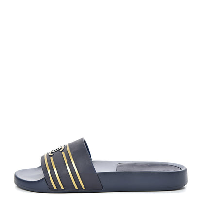 Chanel PVC CC Mules Sandals 39 Navy Gold 1 of 10