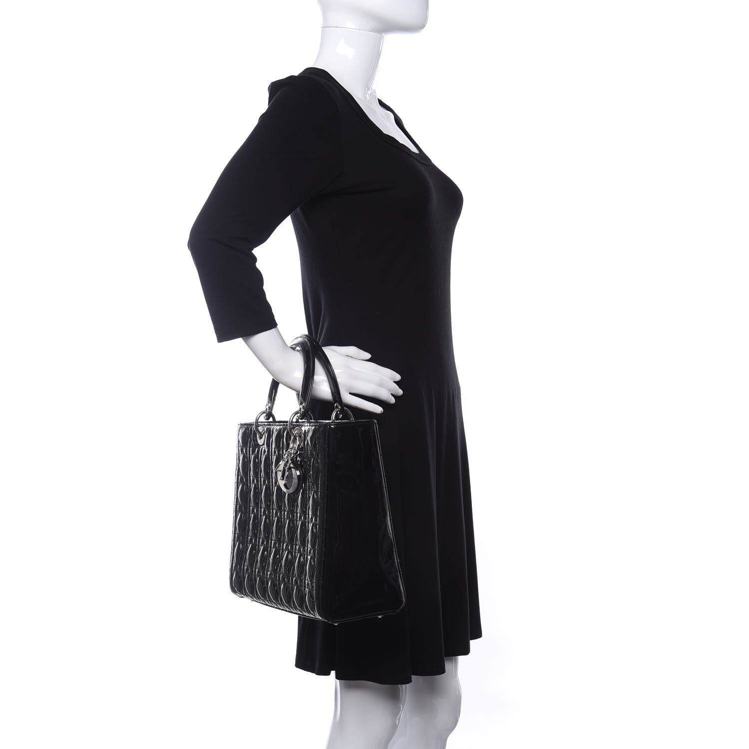 Christian Dior Patent Cannage Large Lady Dior Black 2 of 9