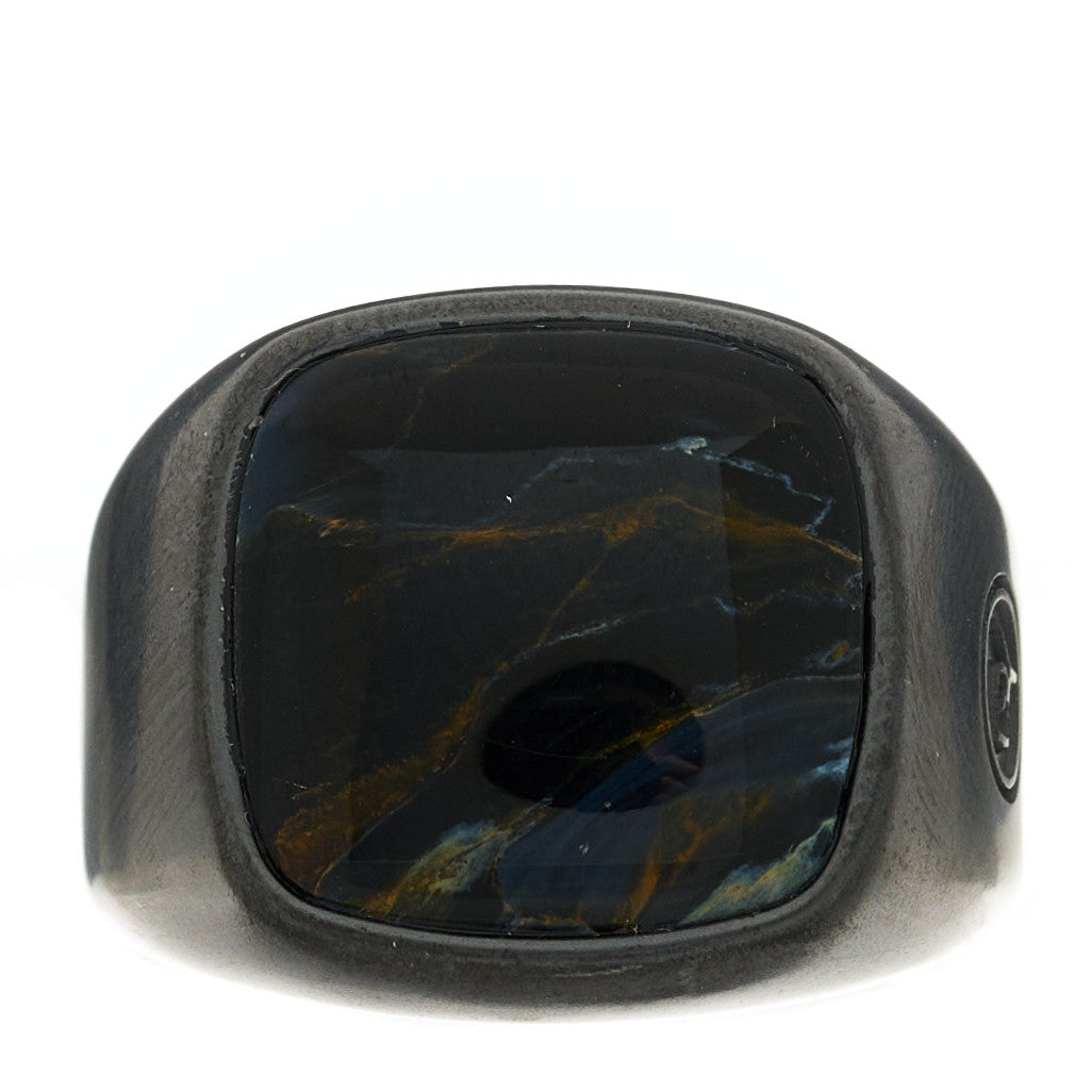 David Yurman Black Titanium Pietersite Mens Cable Signet Ring 61 9.75 1 of 5
