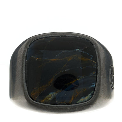 David Yurman Black Titanium Pietersite Mens Cable Signet Ring 61 9.75 1 of 5